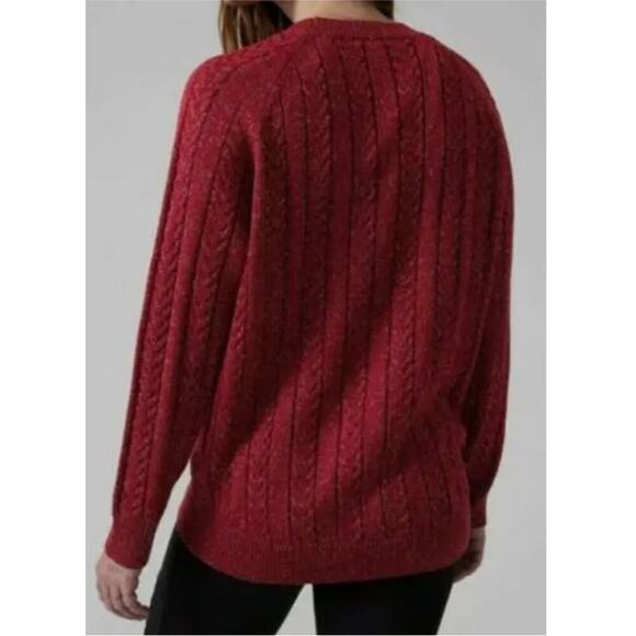 Athleta Crossroads Crewneck Long Sleeve Sweater in Red Metallic Size XS - Picture 2 of 11